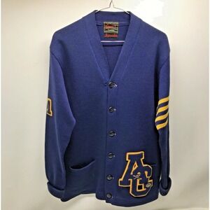 Vintage GREWE Cardigan Varsity Wool Sweater USA high school #61 Genuine Azeveda